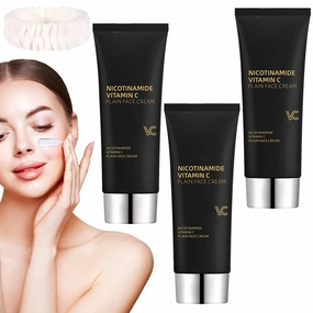 Nicotinamide Vitamin C Plain Face Cream - Multifunctional Smooth Hydrating Niacinamide Makeup Cream, Niacinamide Vitamin C Black Tube Skin Cream, Five Vitamin C Moisturizing Cream (3pcs)