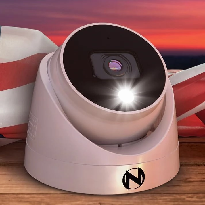 Night Owl FTD4 Add On Wired 2K HD Indoor/Outdoor Deterrence Dome Cameras with 2-Way Audio (1-Pack) (Requires Compatible DVR - Sold Separately)
