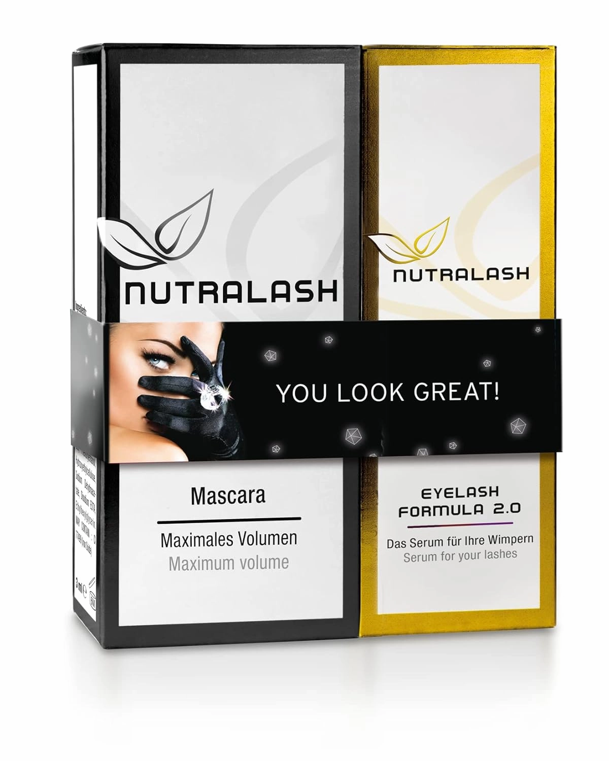 Nutralash - Mascara and Eyelash Formula 2.0 Set I Mascara for Maximum Volume & Eyelash Growth Serum for Longer Lashes I Nourishing Jet Black Mascara with Hyaluronic Acid I 5ml & 1ml