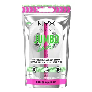 NYX PROFESSIONAL MAKEUP Jumbo Lash! Vegan False Eyelashes Kit with 2-in-1 Eyeliner Adhesive, Up to 12HR Wear, Reusable Fake Lashes - Fringe Glam Kit