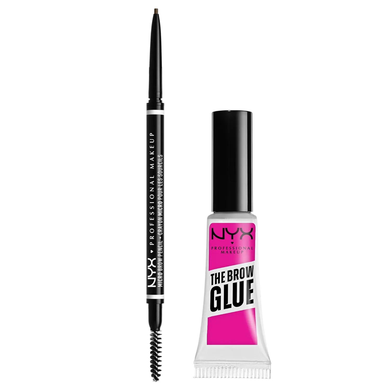 NYX PROFESSIONAL MAKEUP Micro Brow Pencil (Ash Brown)   Brow Glue (Clear), 2-Pack Bundle