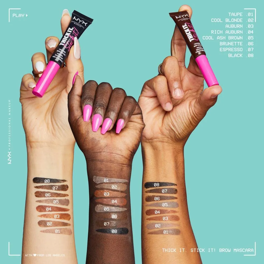 NYX PROFESSIONAL MAKEUP Thick It Stick It Thickening Brow Mascara, Eyebrow Gel - Cool Ash Brown