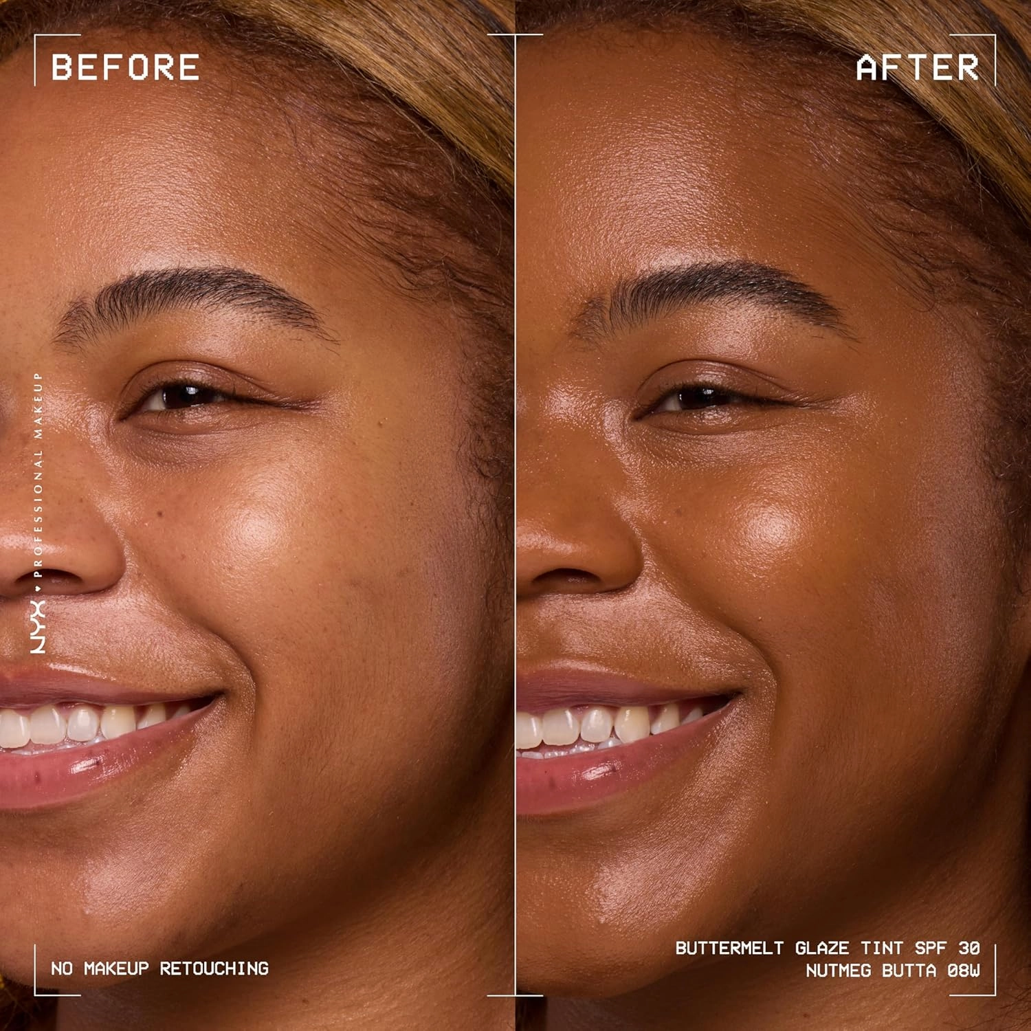 NYX PROFESSIONAL MAKEUP Buttermelt Glaze Soft Glow Skin Tint   SPF 30, Up To 12HR Wear, 08 Nutmeg Butta