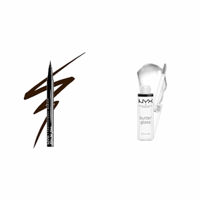 NYX PROFESSIONAL MAKEUP Epic Ink Liner Brown & Butter Gloss Sugar Glass Lip Gloss Bundle