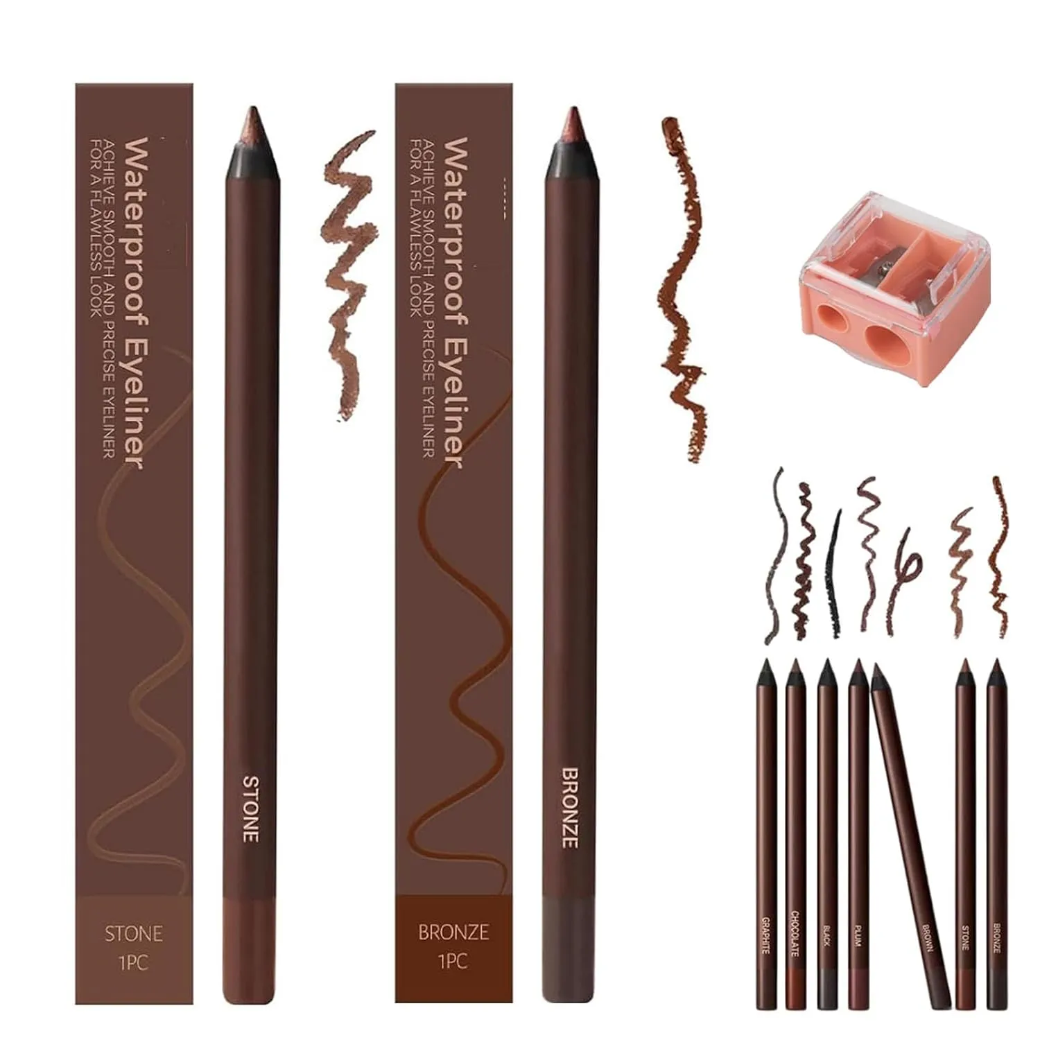 Occasionalous Eyeliner, 24 Hr Waterproof Eyeliner Duo Sharpenable Eye Pencil, Systemous Eyeliners, Eyeliners Pencil Waterproof, No Smudging, Fading, Smooth and Easy to Color (2pcs-Random)