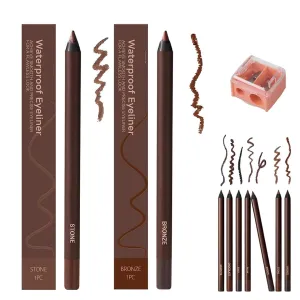 Occasionalous Eyeliner, 24 Hr Waterproof Eyeliner Duo Sharpenable Eye Pencil, Systemous Eyeliners, Eyeliners Pencil Waterproof, No Smudging, Fading, Smooth and Easy to Color (2pcs-Random)