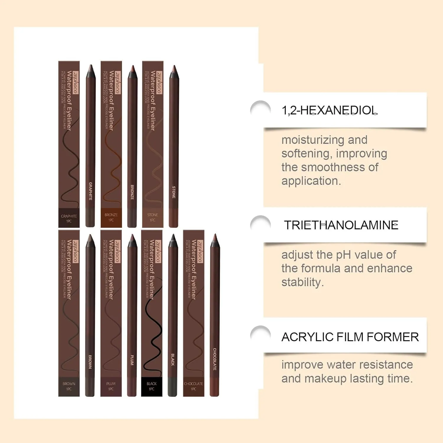 Occasionalous Eyeliner, 24 Hr Waterproof Eyeliner Duo Sharpenable Eye Pencil, Systemous Eyeliners, Eyeliners Pencil Waterproof, No Smudging, Fading, Smooth and Easy to Color (2pcs-Random)