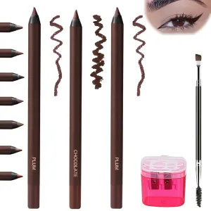 Occasionalous Eyeliner, 24 HR Waterproof Eyeliner Duo Sharpenable Eye Pencils, Beyonddraw Eye Brow Pencil, Revlrostre Eye Liner Pencil, Waterproof Smudge Proof Long Lasting, with Sharpener (3pcs-b)