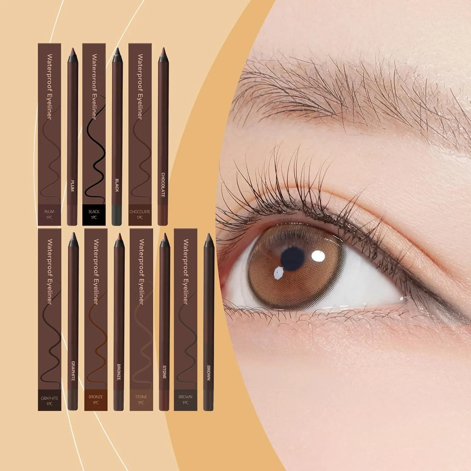 Occasionalous Eyeliner, Occasionals Eyeliner, Occasionalous Eye Liner, 24 Hr Waterproof Duo Sharpenable Eye Pencil, No Smudging Non-fading Smooth Gel Pencil (Black Brown Plum)