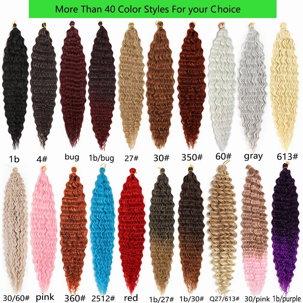 Ocean Wave Crochet Hair 22 Inch Deep Wave Braiding Hair Long Curly Crochet Braids Hair Extensions Ombre Black to Blue 3 Packs