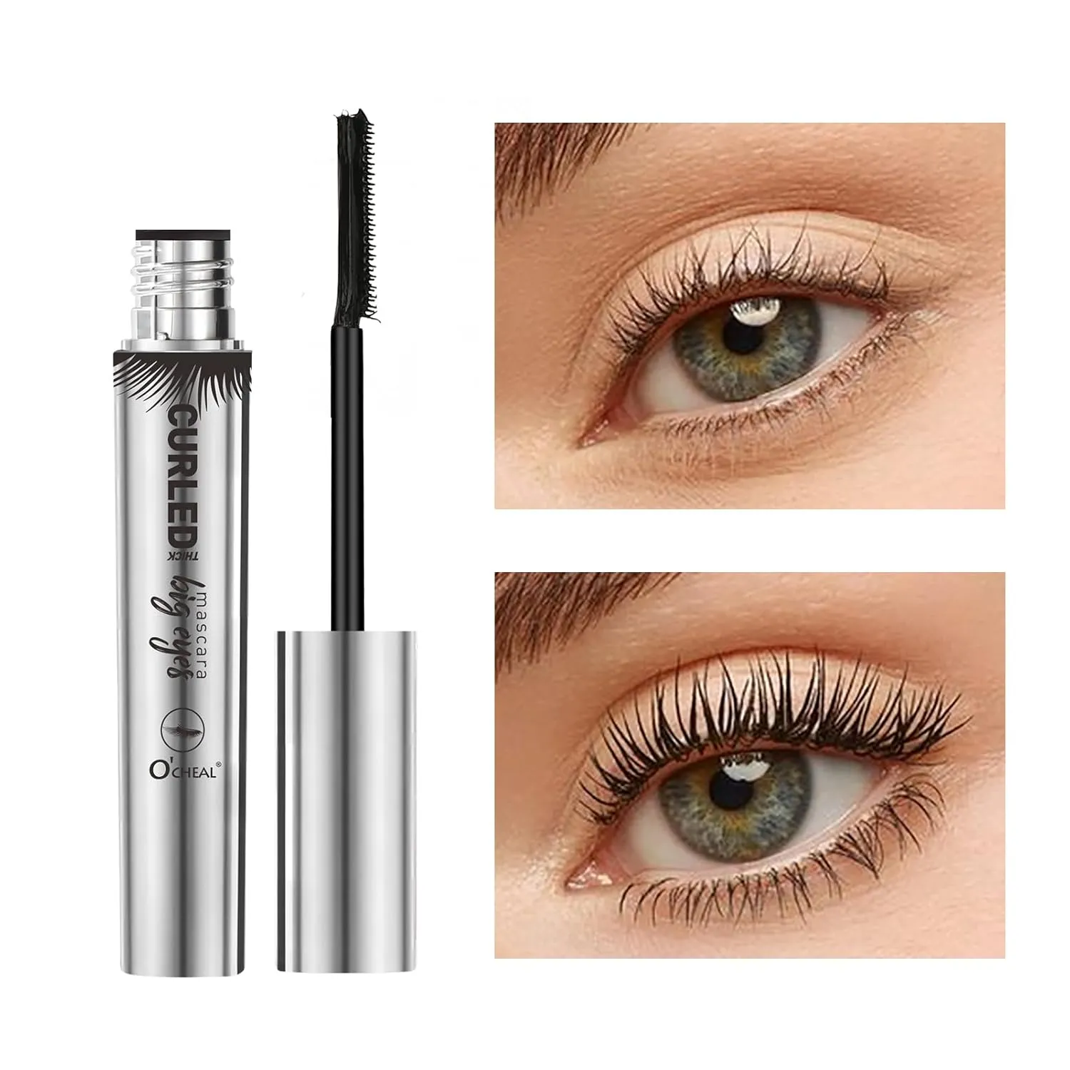 O'CHEAL 4D Telescopic Mascara Waterproof, Increase Volume And Length, Long-Lasting, Quick-Drying, Smudge-Proof, no Clumping Make-Up, Vegan & Cruelty-Free, Black (3PCS)