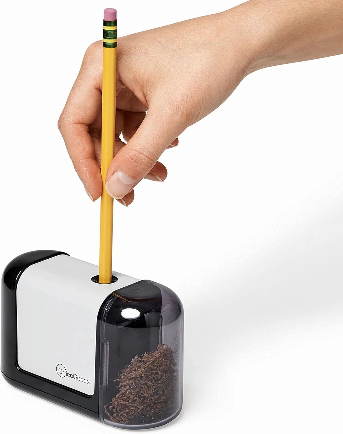 OfficeGoods Mini-Pro Electric Pencil Sharpener - Cordless Portable Sharpener - Battery Operated - Compact & Powerful for Home, Office & School - Black