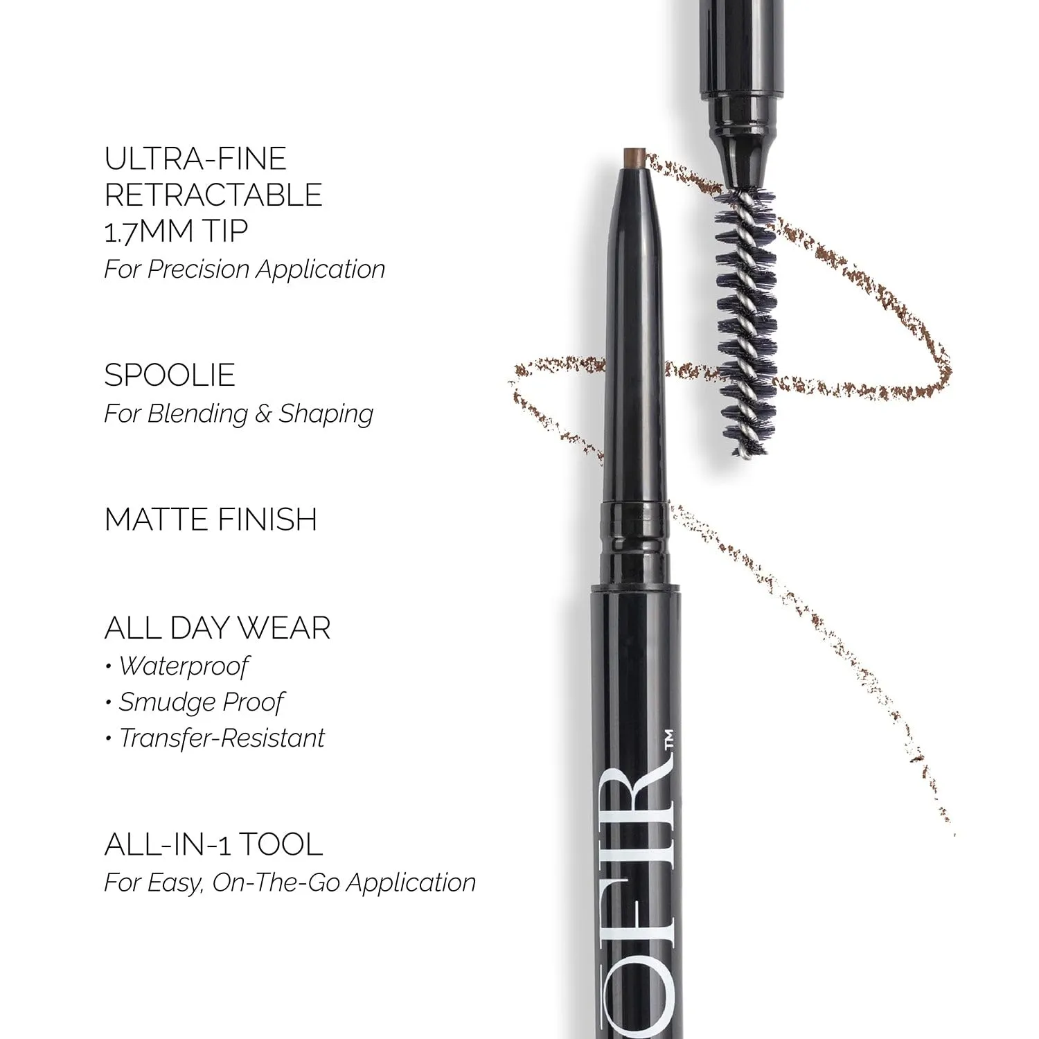 OFIR Brow Trace Precision Brow liner | Waterproof Brow Pencil with Ultra-Fine 1.7mm Tip | Long-Lasting, Blendable, Soft Matte Finish | Chocolate - Dark Brown, 0.003 OZ