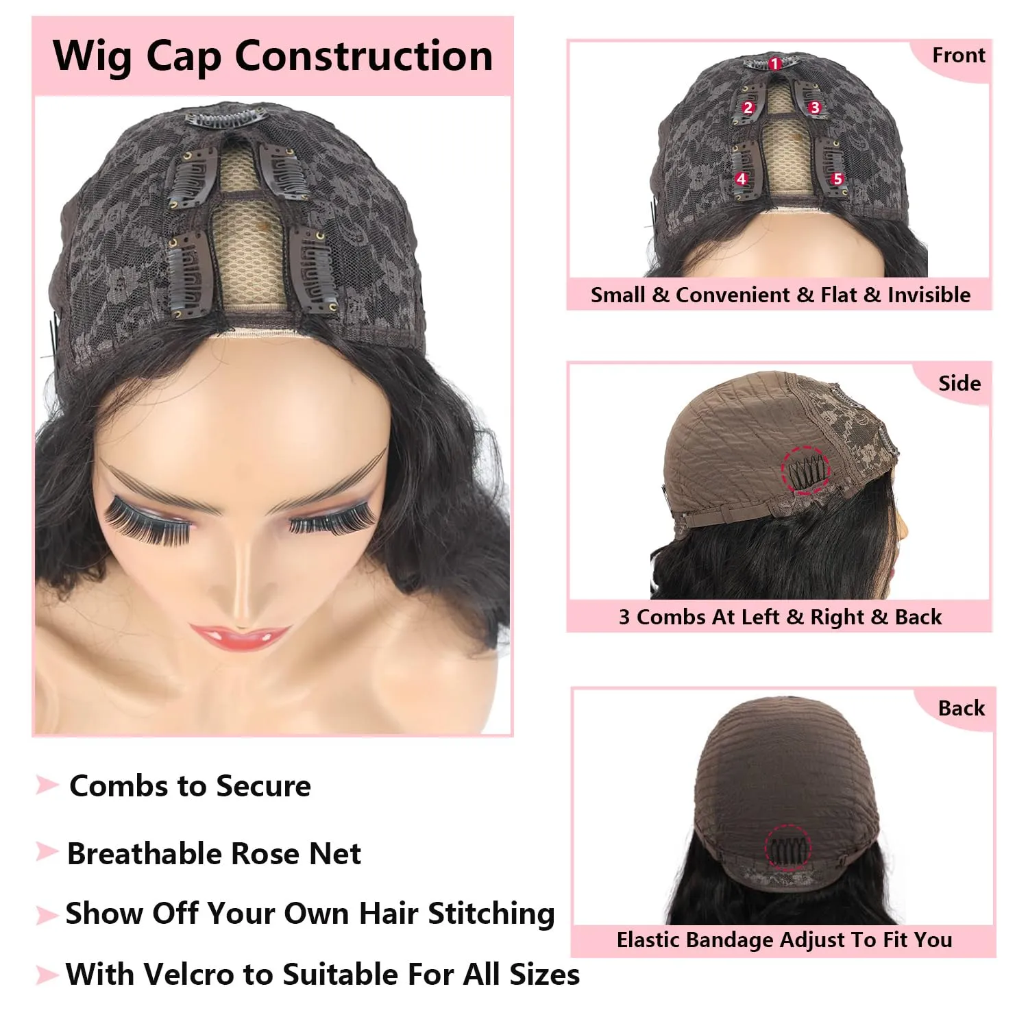 Ombre V Part Wig Human Hair Body Wave Upgrade U Part Human Hair Wig with Clips Brown Wigs for Black Women 180% Density No Leave Out Highlight Wig Beginner Friendly (16 inch)