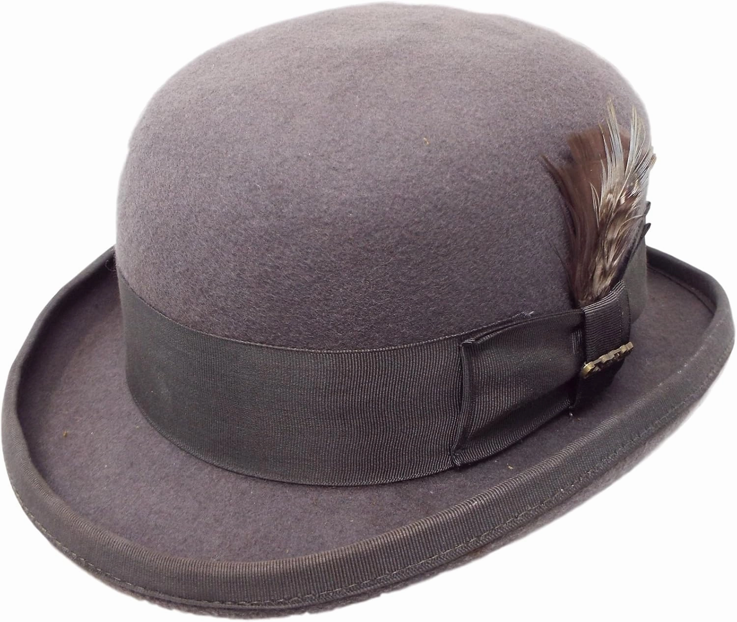 One Fresh Classic Bowler Derby 100% Wool Dress Folk Curled Brim Hat