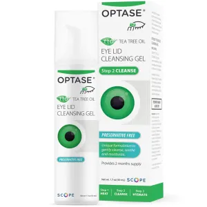 OPTASE TTO Eye Lid Cleansing Gel - Tea Tree Oil Cleanser - Preservative Free, Natural Ingredients - Soothes Dry Eye and Eyelid Irritation - Made With Pro-Vitamin B5-1.7 oz
