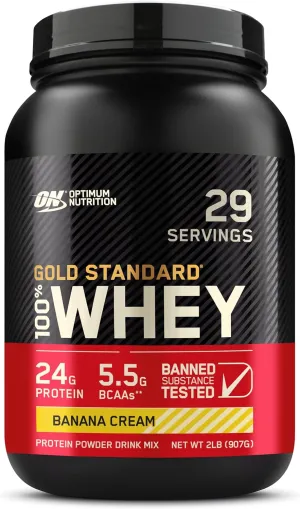 Optimum Nutrition Gold Standard® 100% Whey, Banana Cream, 2 lbs (907 g)
