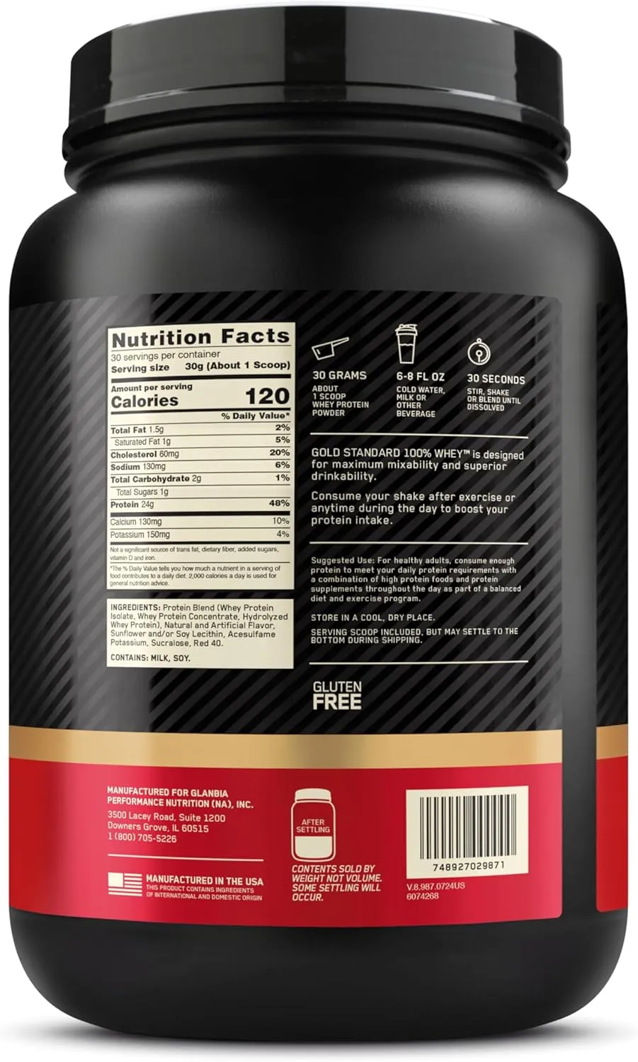 Optimum Nutrition Gold Standard 100% Whey Protein Powder, Strawberry Banana, 2 Pound (Packaging May Vary)