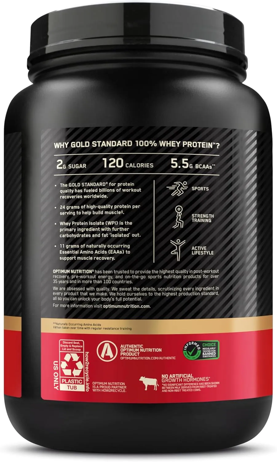 Optimum Nutrition Gold Standard 100% Whey Protein Powder, Strawberry Banana, 2 Pound (Packaging May Vary)