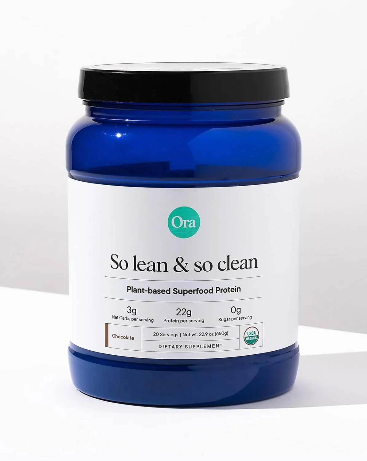 Ora Organic Vegan Protein Powder - 23g Plant Protein for Women and Men - Chocolate Flavor 20 Servings, Bloat-Free, Gluten Free, Non-GMO, No Artificial Sweeteners