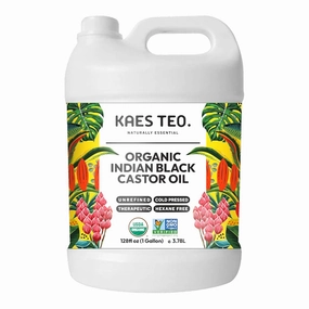 Organic Black Castor Oil 1 Gallon for Hair Growth - 100% Pure, Cold Pressed - USDA Certified, Skin Care, Nail Care, Scalp Oil, Deep Moisture, Thicker Eyebrows & Eyelashes (128 Fl Oz)