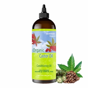 Organic Castor Oil 16 fl oz - 100% Pure, Cold-Pressed, Hexane Free for Hair Growth, Eyelashes & Eyebrows | Moisturizing Carrier Oil for Skin & Scalp (1pcs)