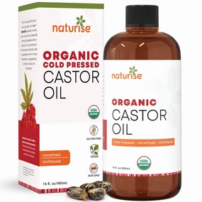 Organic Castor Oil - Organic Cold Pressed Unrefined - Vegan Non GMO Unfiltered Castor Oil Cold Pressed - Support for Eyelash, Eyebrows, Hair Growth, Skin and Face (16 fl. oz.)