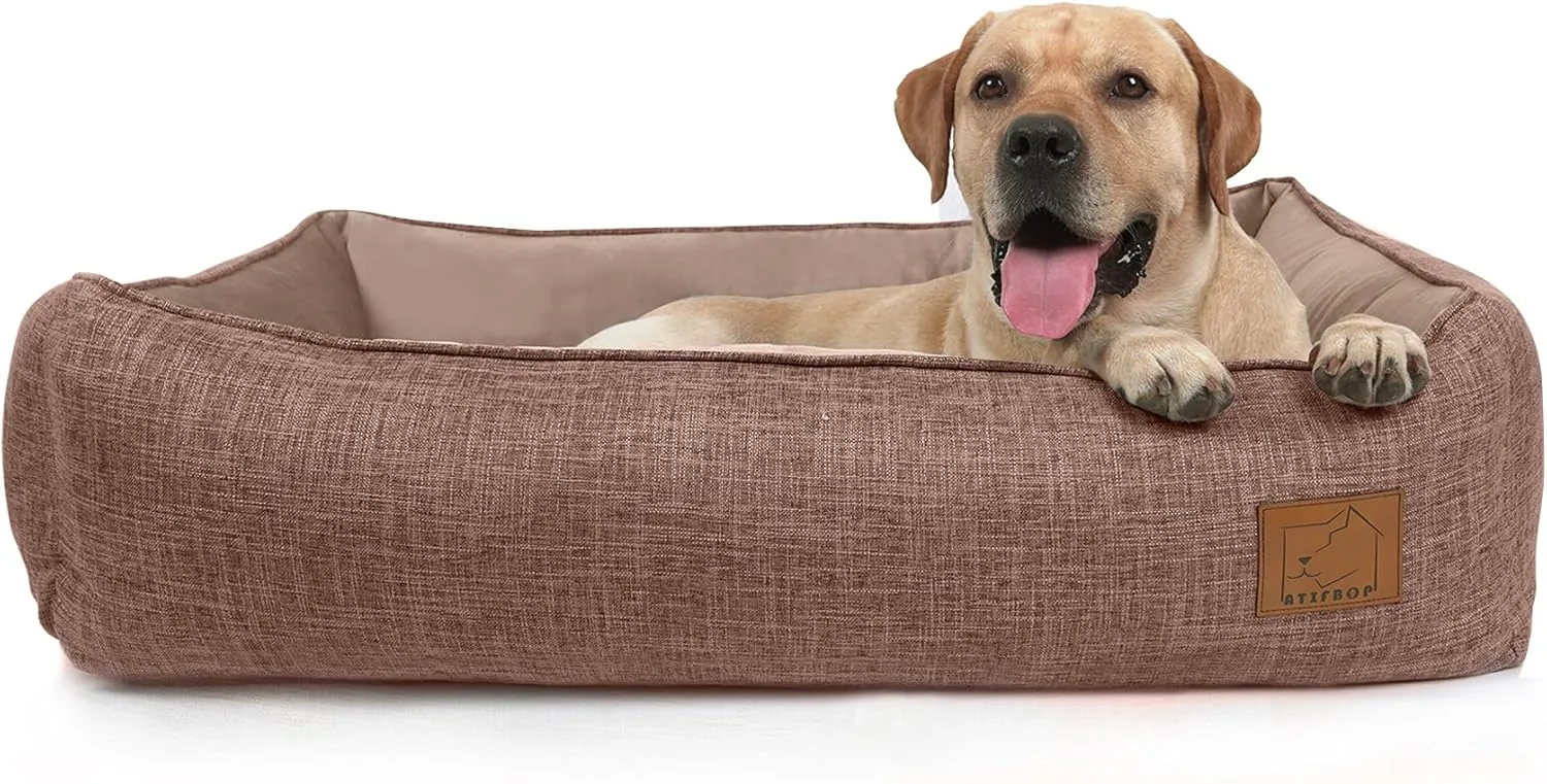 Orthopedic Dog Bed for Large Dogs, Memory Foam Dog Sofa with Waterproof & Washable Cover, Cooling Energy Gel. Couch, Pain Relief Soft Couch Pet Bed (Brown, 40x31x11 inch)