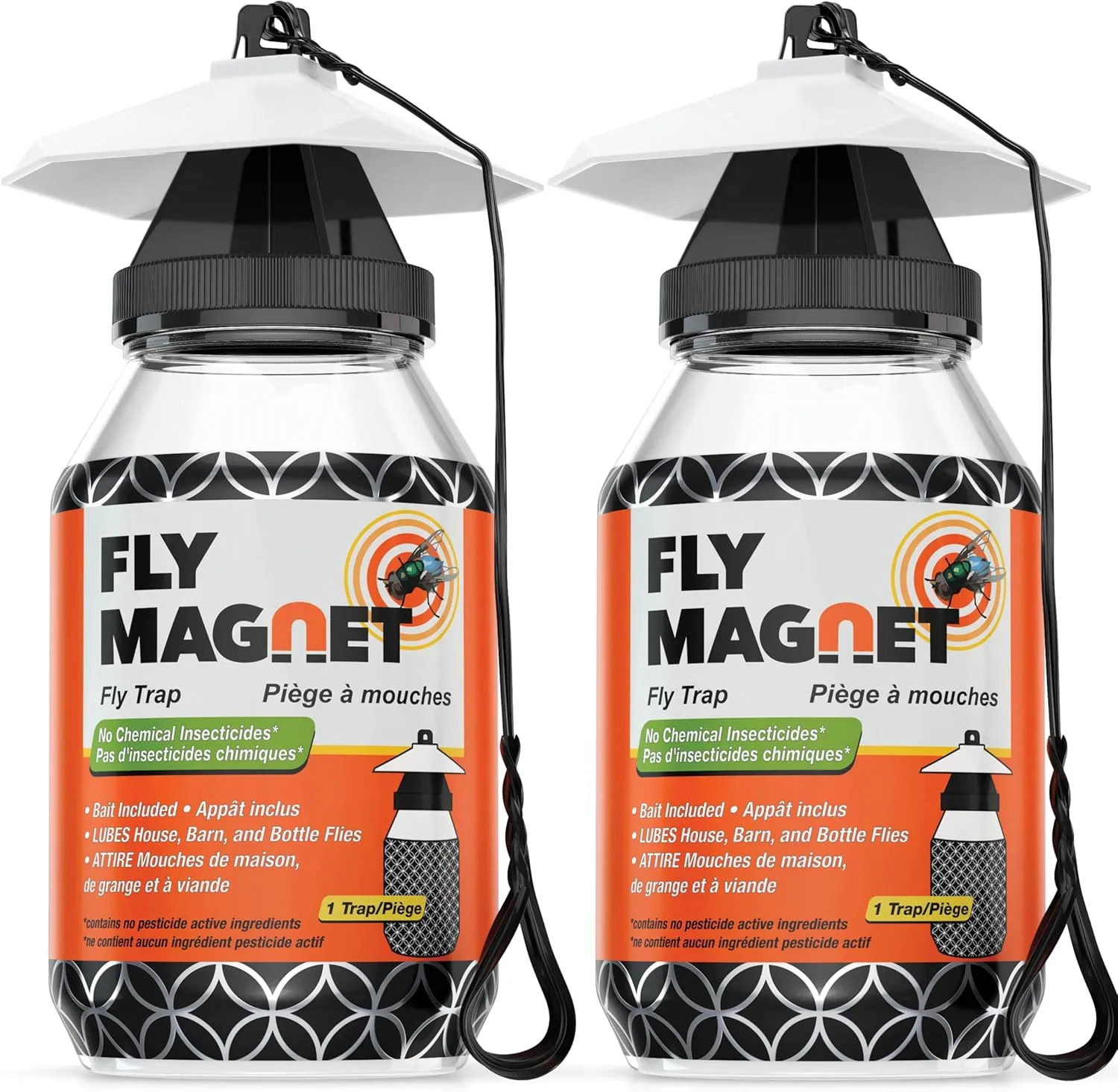 Outdoor Fly Trap [2 Pack] Fly Traps Outdoor with Dissolvable Non-Toxic Bait - Controls Flies for Patios, Hanging Fly Traps with Tie Included