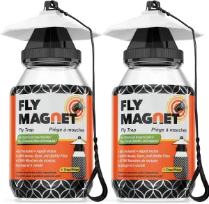 Outdoor Fly Trap [2 Pack] Fly Traps Outdoor with Dissolvable Non-Toxic Bait - Controls Flies for Patios, Hanging Fly Traps with Tie Included
