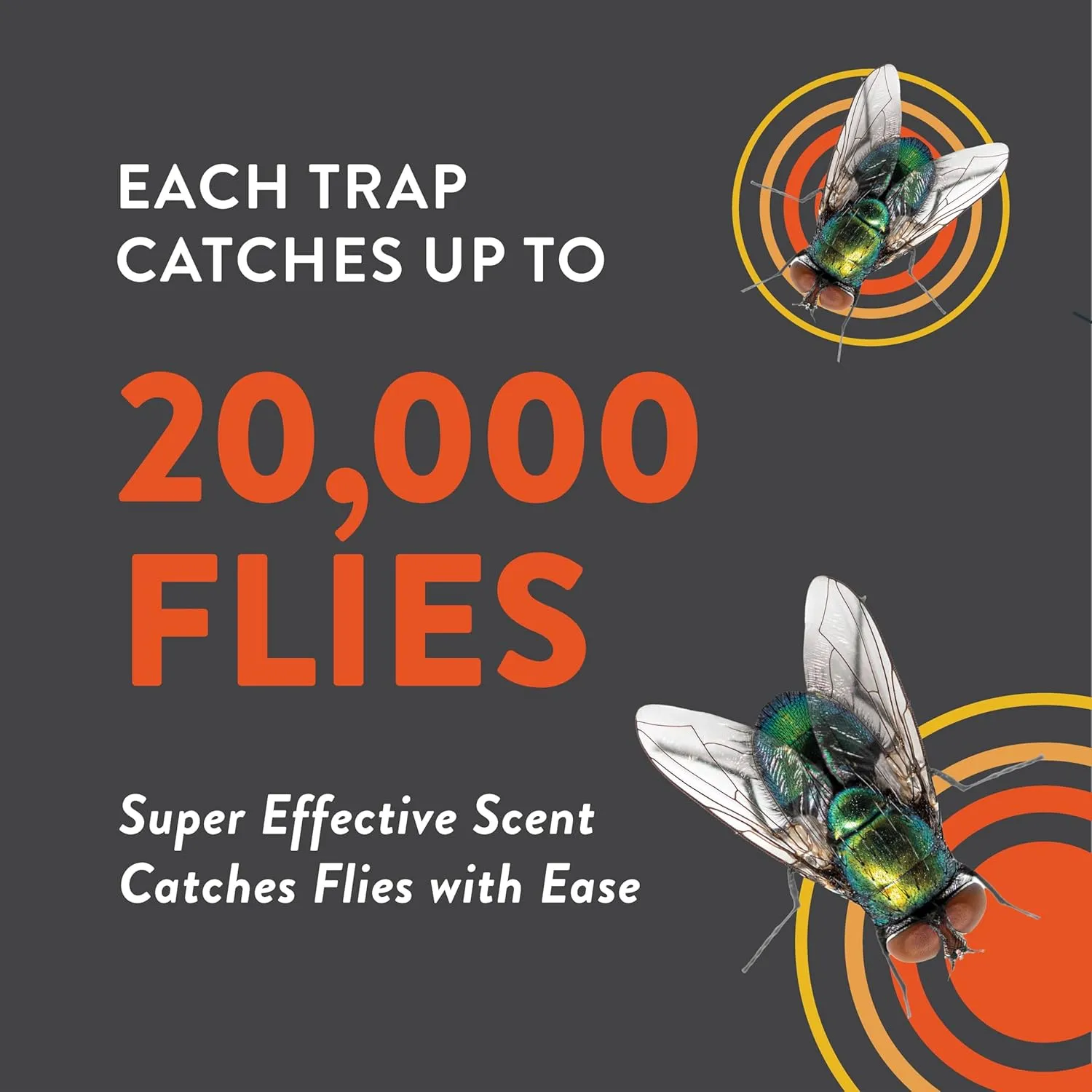 Outdoor Fly Trap [2 Pack] Fly Traps Outdoor with Dissolvable Non-Toxic Bait - Controls Flies for Patios, Hanging Fly Traps with Tie Included