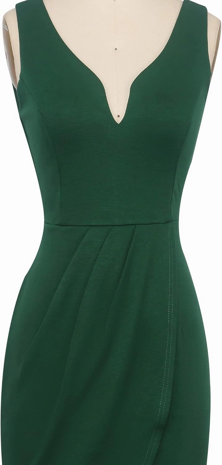 oxiuly Women's Wrap V Neck Bodycon Ruched Cocktail Party Dress Chic Church Wedding Club Pencil Dresses OX345