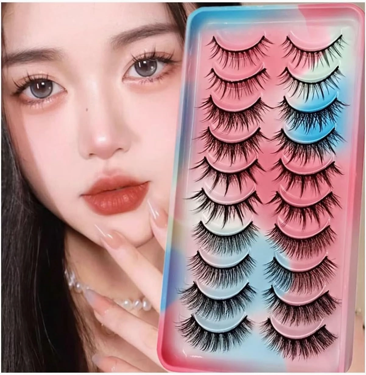 OXOAMP False Lashes 10 Pairs False Eyelashes 5 Styles Fluffy Mixed Lashes 3D Faux Mink Eyelashes Volume Natural Charming Look Curled Fake Comfortable
