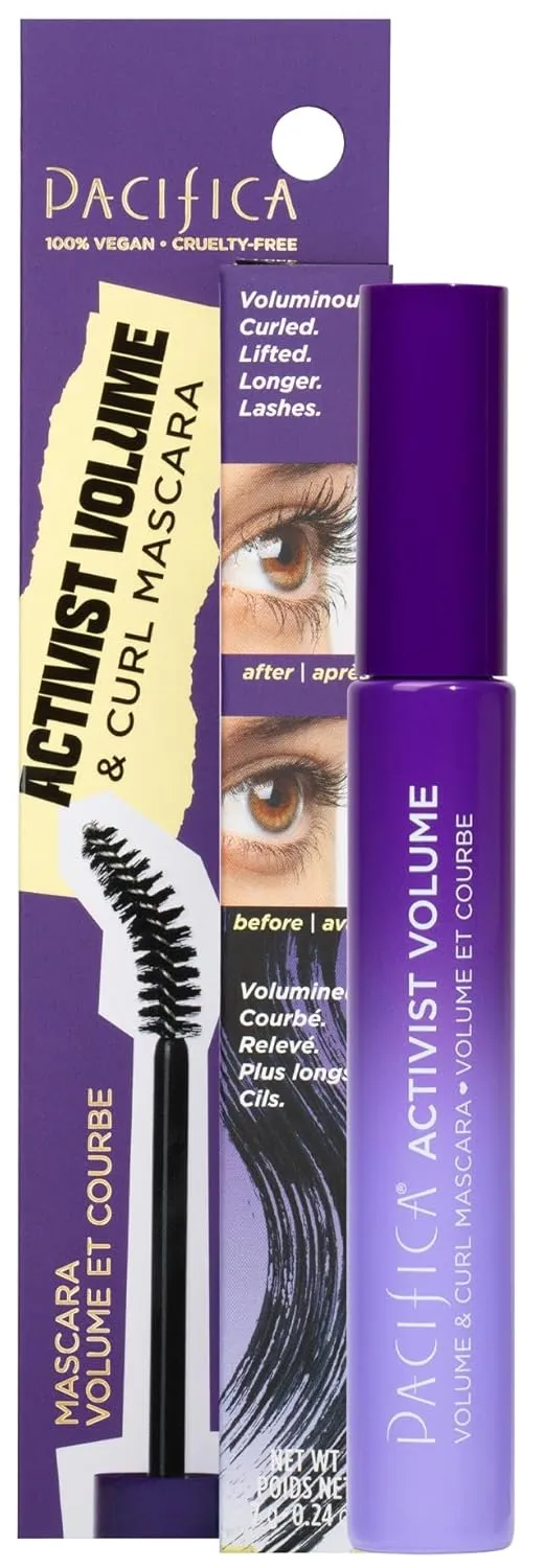 Pacifica Beauty, Activist Volume & Curl Black Mascara, Vegan Collagen Lash Serum & Clear Mascara Primer, Lengthening   Volumizing, Clean Makeup, Glass, Value Pack, Silicone Free, Vegan & Cruelty Free