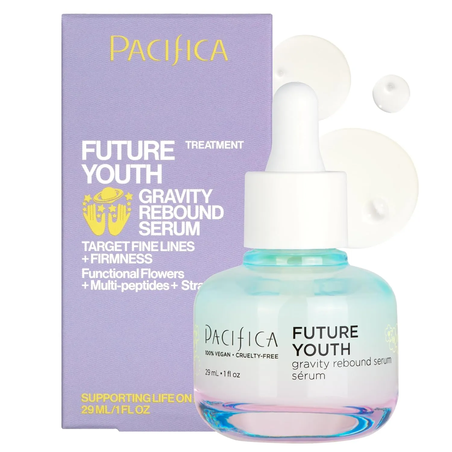 Pacifica Future Youth Gravity Rebound Face Serum – Multi-Peptide Firming Facial Serum for Fine Lines, Anti-Aging & Elasticity Vegan & Cruelty-Free Dermatologist Tested