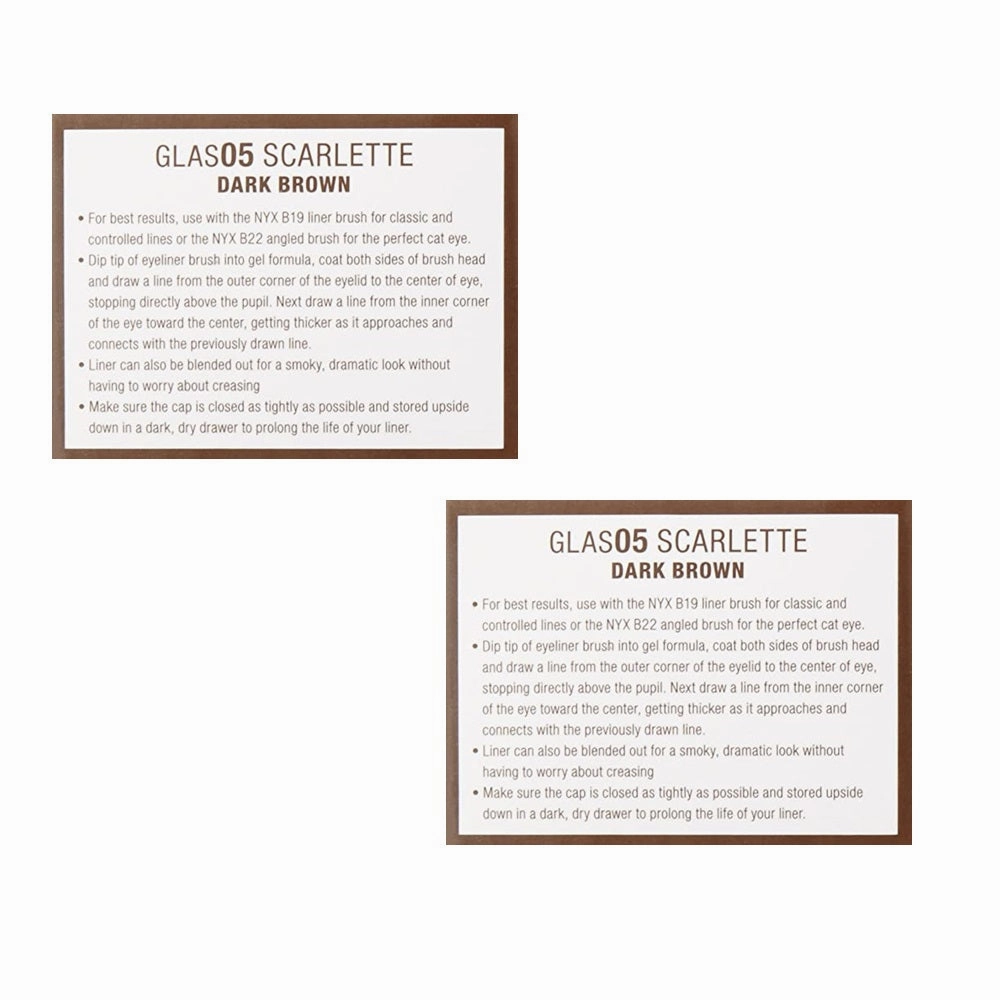 Pack of 2 NYX Cosmetics Gel Eyeliner and Smudger, GLAS05 Scarlette Dark Brown