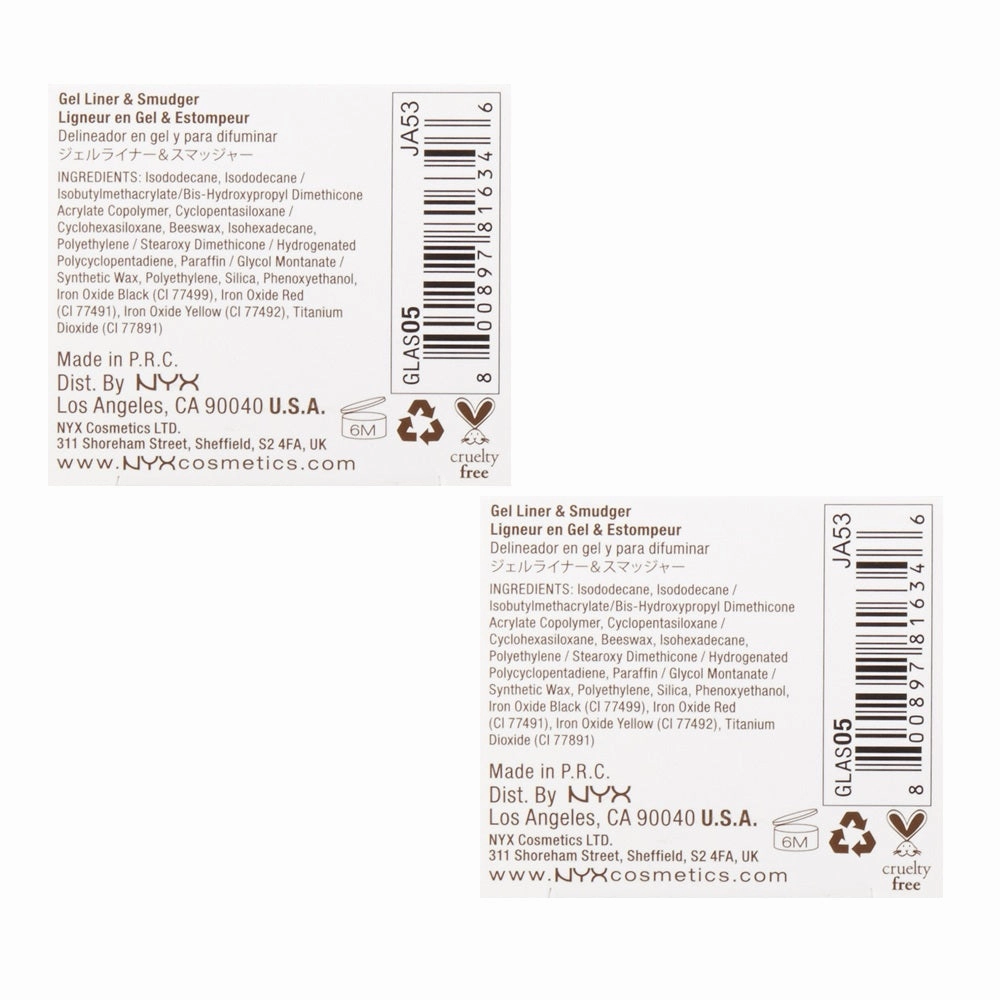 Pack of 2 NYX Cosmetics Gel Eyeliner and Smudger, GLAS05 Scarlette Dark Brown