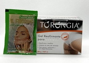PACK OF 2 TORONGIA Butt Firming Gel, 280g (9.87 oz) & MOROCCAN BALDI SOAP