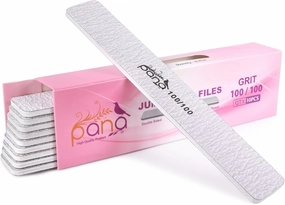 PANA Jumbo Double-Sided Emery Nail File for Manicure, Pedicure, Natural, and Acrylic Nails - Zebra (Grit 100/100) - 50 Piece Pack