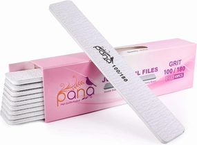 PANA Jumbo Double-Sided Emery Nail File for Manicure, Pedicure, Natural, and Acrylic Nails - Zebra (Grit 100/180) - 50 Piece Pack