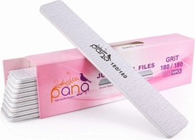 PANA Jumbo Double-Sided Emery Nail File for Manicure, Pedicure, Natural, and Acrylic Nails - Zebra (Grit 180/180) - 50 Piece Pack