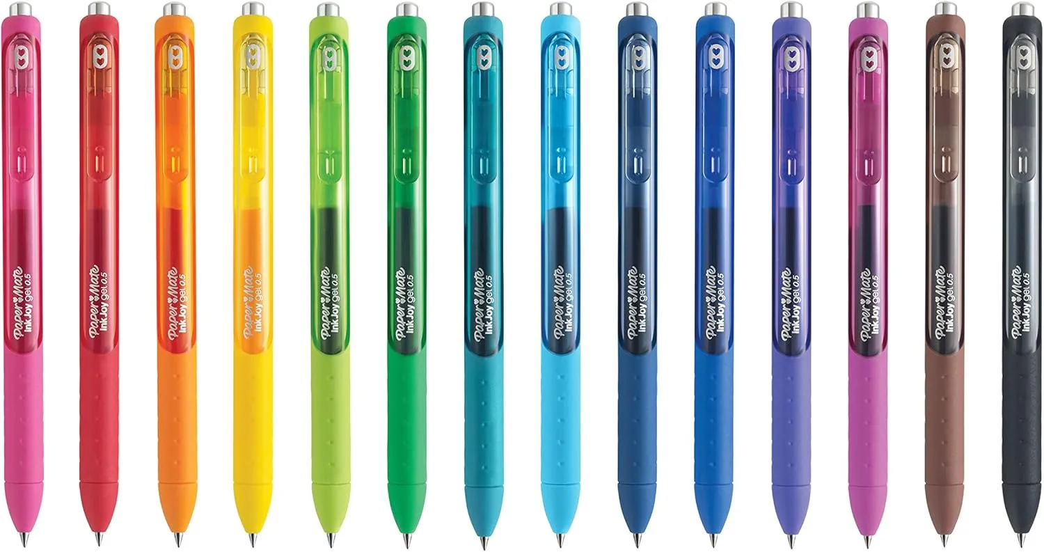 Paper Mate InkJoy Gel Pen Fine Point Black Ink Pens 0.5mm Fine Tip Ergonomic Comfort Grip Box of 12
