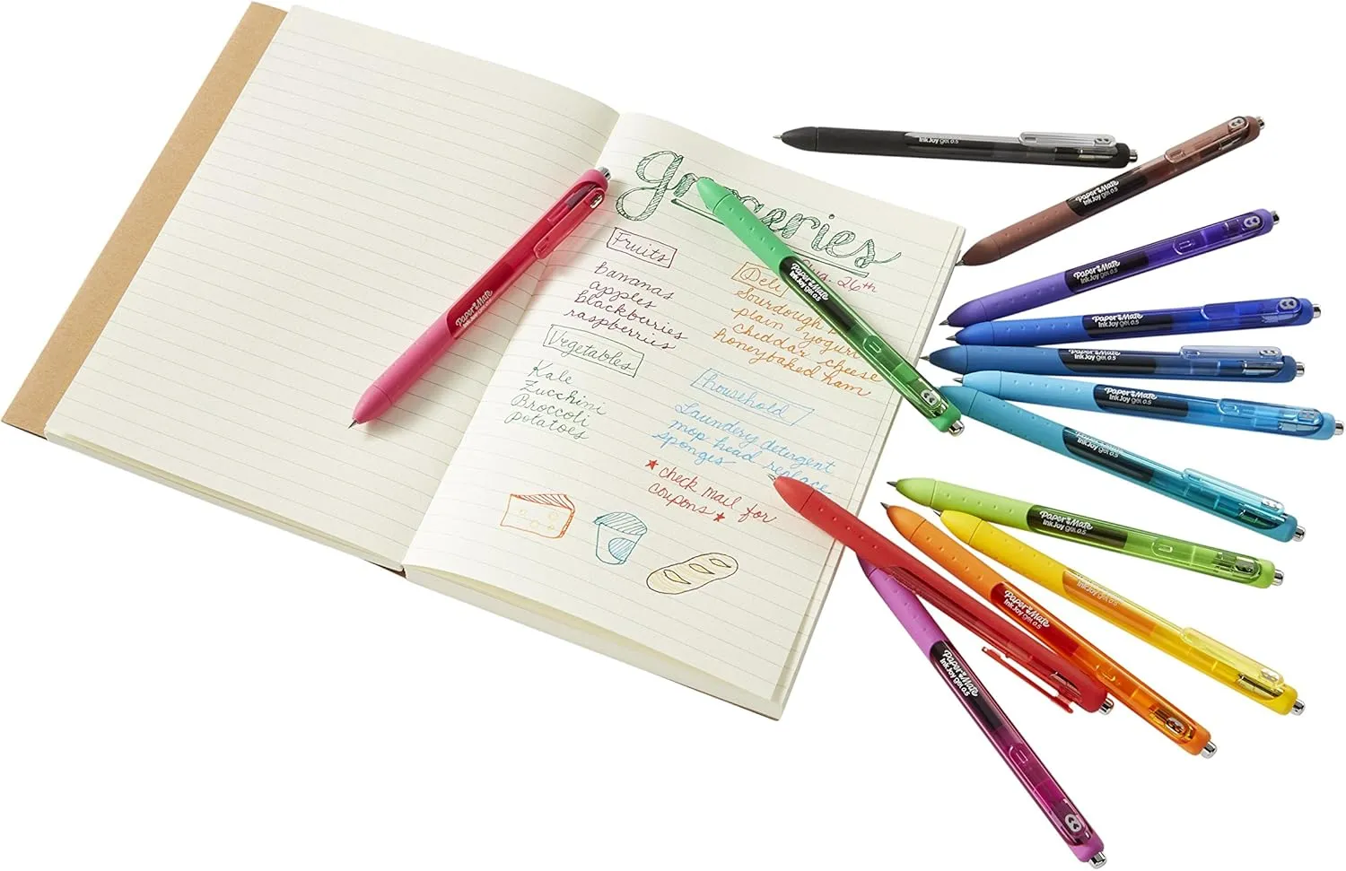 Paper Mate InkJoy Gel Pen Fine Point Black Ink Pens 0.5mm Fine Tip Ergonomic Comfort Grip Box of 12
