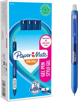 Paper Mate InkJoy Gel Pens | Medium Point (0.7mm) | Dark Blue Ink | 12 Count