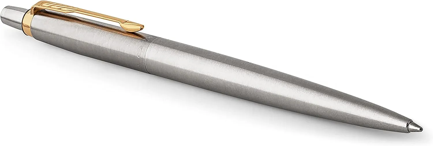 Parker Jotter Gel Pen, Stainless Steel with Gold Trim, Medium Point, Black Ink