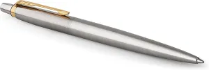Parker Jotter Gel Pen, Stainless Steel with Gold Trim, Medium Point, Black Ink