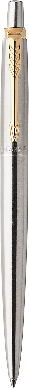Parker Jotter Gel Pen, Stainless Steel with Gold Trim, Medium Point, Black Ink