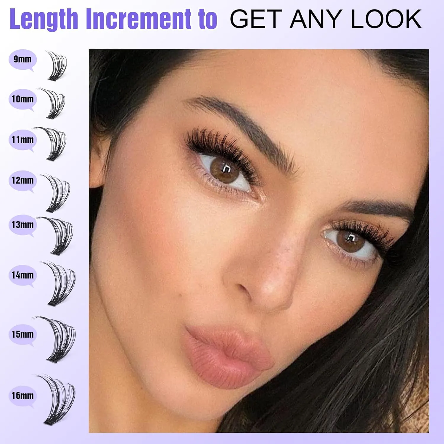 Pawotence Lash Extension Kit DIY 280pcs Individual Lash Clusters Kit 9-16mm 40D Cluster Eyelash Extension Kit with Lash Bond and Seal, Lash Remover, Lash Tweezers for Self Use (40D, 9-16mm, All Kit)