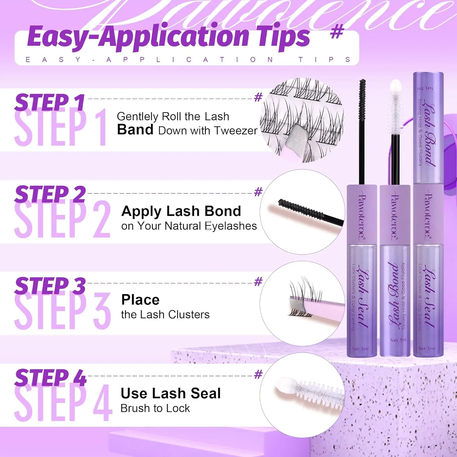 Pawotence Lash Extension Kit Lash Clusters Multi-types Individual Lashes Natural Bottom, Light Volume, 20D 30D Clusters Eyelash Extension Kit with Lash Bond and Seal, Lash Applicator for Self Use
