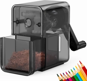 Pencil Sharpener Black, Manual Pencil Sharpener with Stronger Helical Blade to Fast Sharpen for Kids, School, Classroom, Home, Artists, Ideal for No.2/Colored/Art Pencils